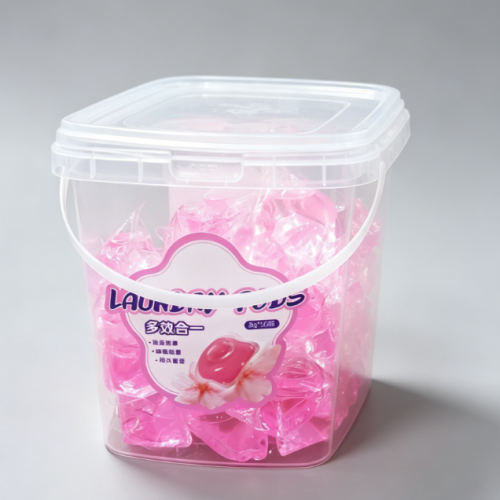 Multi-Effect Laundry Detergent Pods with Reusable Tub Packaging