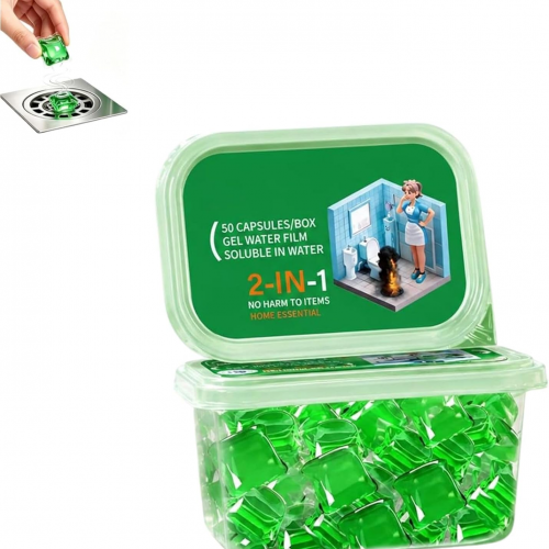 EYCLEAN Bio-Enzyme Drain Cleaner Care Pods, 50 Count Drain Deodorizer Pods for Sinks, Showers, Toilets & Washing Machine Drains